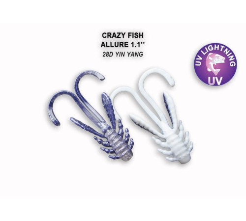 Силиконовая приманка Crazy Fish Allure 1.1" 46-27-28d-6, цвет #28d, 10 шт.