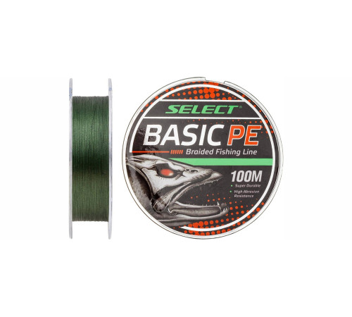 Шнур плетеный Select Basic PE X4 100m (тёмно-зелёный) 0.08mm 8LB/4kg