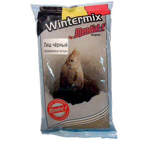 Прикормка зимняя Mondial-F Wintermix Bream Black Fluo 1 кг (Лещ, черный, запах червя)