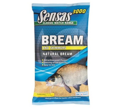 Прикормка Sensas 3000 Natural Bream 1 кг (желтая, лещ)