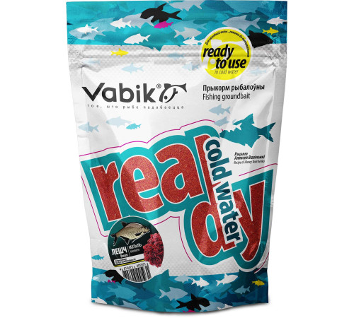 Прикормка увлажненная Vabik READY COLD WATER Лещ Мотыль (красная) 750г