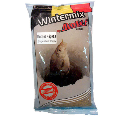 Прикормка зимняя Mondial-F Wintermix Roach Black Fluo 1 кг (Плотва, черный, запах червя)