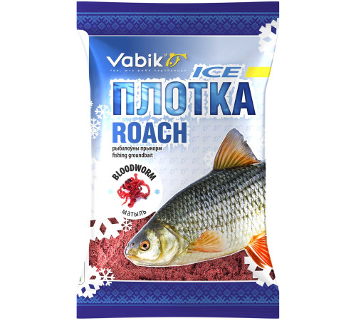 Прикормка зимняя Vabik Ice Плотва Мотыль (тёмно-красная) 750г
