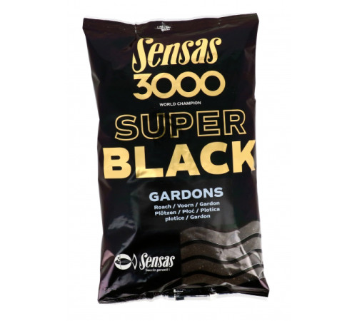 Прикормка Sensas 3000 Super Black Gardons 1 кг (черная, плотва)