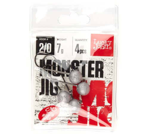 Джиг-головка Lucky John MONSTER JIG крючок №2/0, 7гр, 4шт.