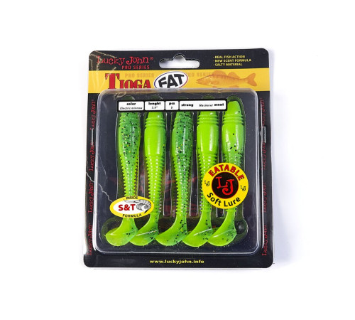 Силиконовые приманки Lucky John Pro Series TIOGA FAT 3.9in T18, 5шт, виброхвост