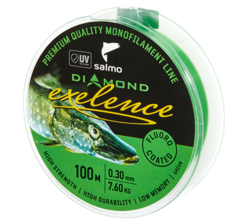 Монофильная леска Salmo Diamond EXELENCE FLUORO COATED Green 100м,  0.3мм