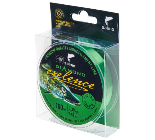 Монофильная леска Salmo Diamond EXELENCE FLUORO COATED Green 100м,  0.3мм