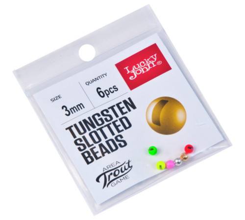Головки Lucky John Area Trout Game TUNGSTEN SLOTTED BEADS вольфрамовые 3.0мм, 0.2гр, 6шт.