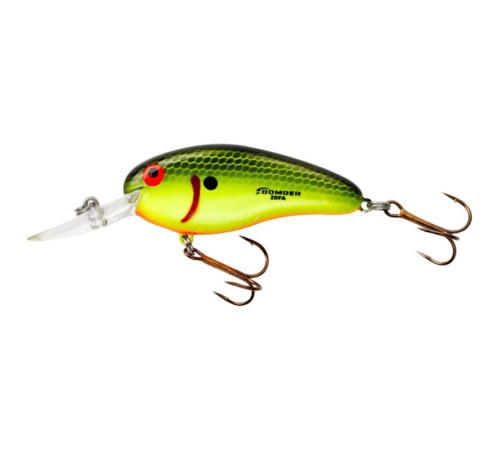 Воблер Pradco Bomber DEEP FLAT A 63F, цвет Chartreuse Black Scales, 10,3 гр.