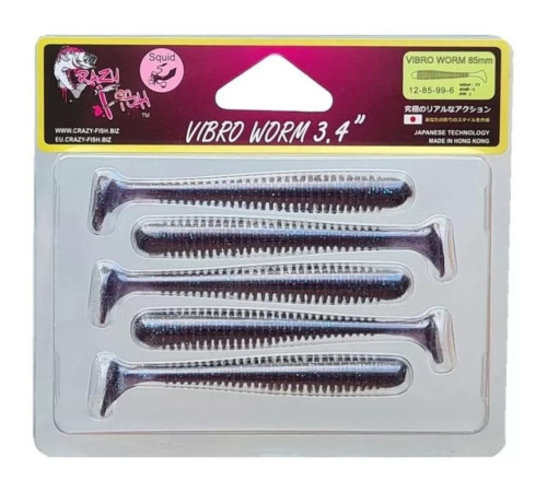 Силиконовая приманка Crazy Fish VIBRO WORM 3.4" 99, 5шт, виброхвост