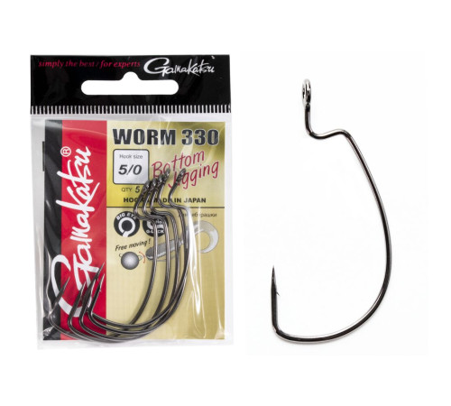 Крючки офсетные Gamakatsu WORM 330 Bottom Jigging, размер 5/0, 5шт