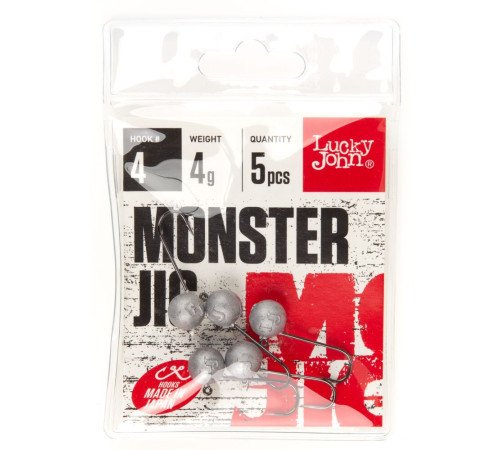 Джиг-головка Lucky John MONSTER JIG крючок №4, 4гр, 5шт.