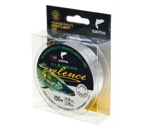 Монофильная леска Salmo Diamond EXELENCE FLUORO COATED Clear 150м,  0.18мм