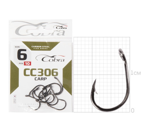 Крючки Cobra CARP сер. CC306, №6, 10шт.
