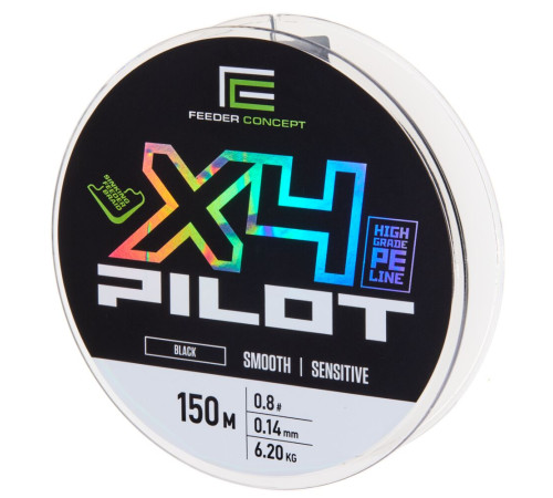 Плетеная леска Feeder Concept Pilot х4 BRAID Black 150м,  0.14мм