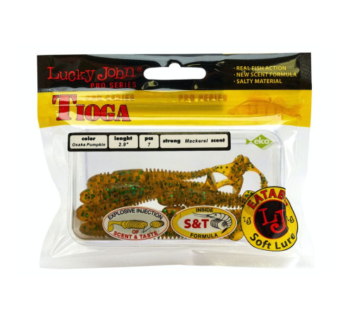 Силиконовые приманки Lucky John Pro Series TIOGA 2.9in PA19, 7шт, виброхвост
