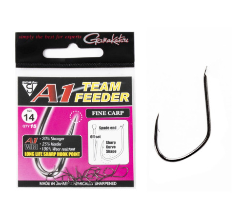 Крючки Gamakatsu A1 Team Feeder Fine Carp, размер 14, 15шт