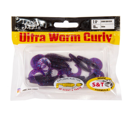 Lucky John Pro Series ULTRA WORM CURLY 2.0in S63, 10шт.