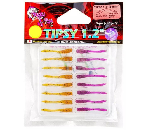 Силиконовые приманки Crazy Fish TIPSY 1.2" - Анис 12/32, 16шт, слаг