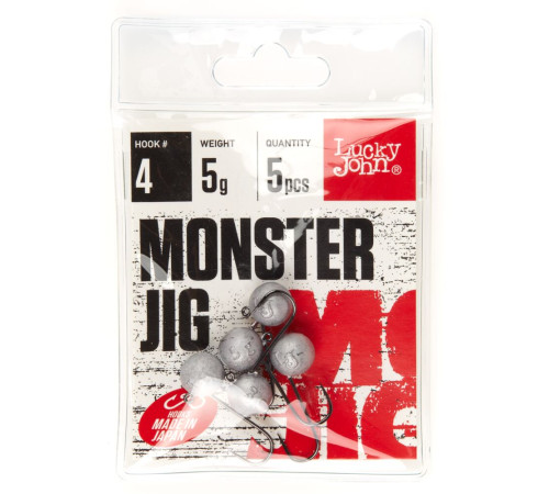 Джиг-головка Lucky John MONSTER JIG крючок №4, 5гр, 5шт.