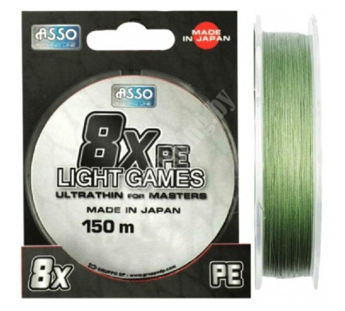 Плетенка Asso Light Games X8 PE Green 150м 0,185мм