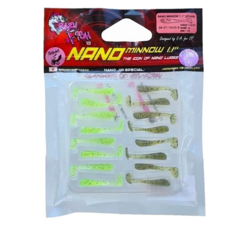 Силиконовая приманка Crazy Fish NANO MINNOW 1.1" 16/20, 16шт, виброхвост