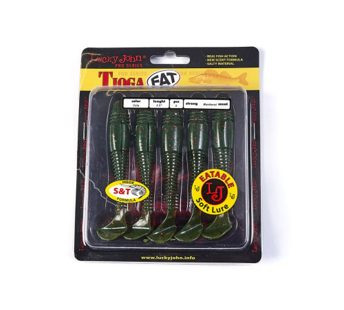 Силиконовые приманки Lucky John Pro Series TIOGA FAT 3.9in PA16, 5шт, виброхвост