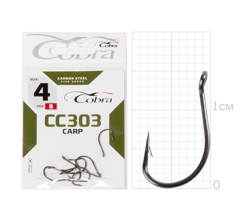 Крючки Cobra CARP сер. CC303, №4, 10шт.