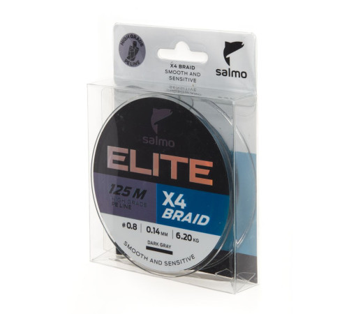 Плетеная леска Salmo Elite х4 BRAID Dark Gray 125м,  0.14мм