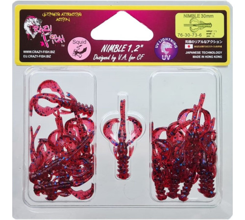 Силиконовые приманки Crazy Fish NIMBLE 1.2" 73, 16шт, рак