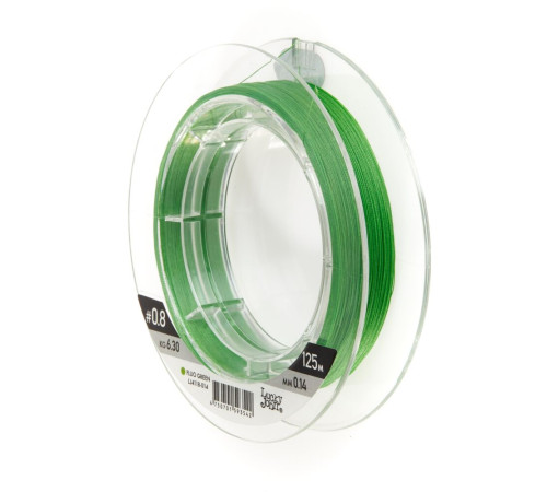 Плетеная леска Lucky John Vanrex х8 BRAID Fluo Green 125м,  0.14мм