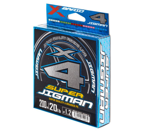 Плетеная леска YGK X-Braid Super Jigman х4 BRAID Multicolor 200м,  0.185мм