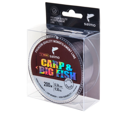 Монофильная леска Salmo Diamond CARP &amp;BIG FISH FLUORO COATED Dark Brown 200м,  0.34мм