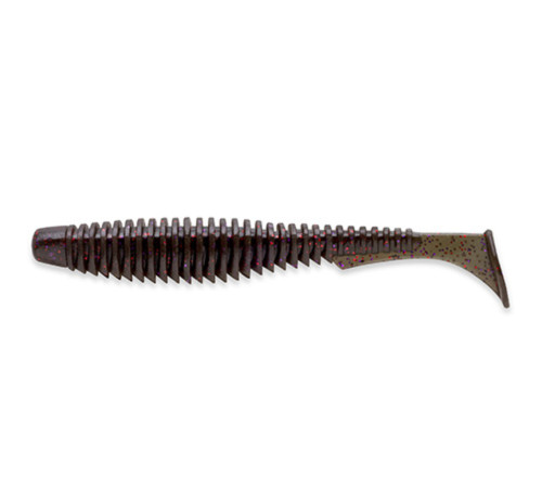 Силиконовая приманка FishUp U-SHAD 3.5" 050 - Green Pumpkin Brown/Red & Purple, 8шт, виброхвост