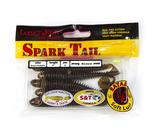 Силиконовые приманки Lucky John Pro Series Spark Tail 4,0in PA03, 5шт, виброхвост
