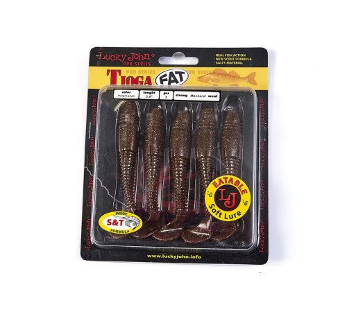 Силиконовые приманки Lucky John Pro Series TIOGA FAT 3.9in S13, 5шт, виброхвост