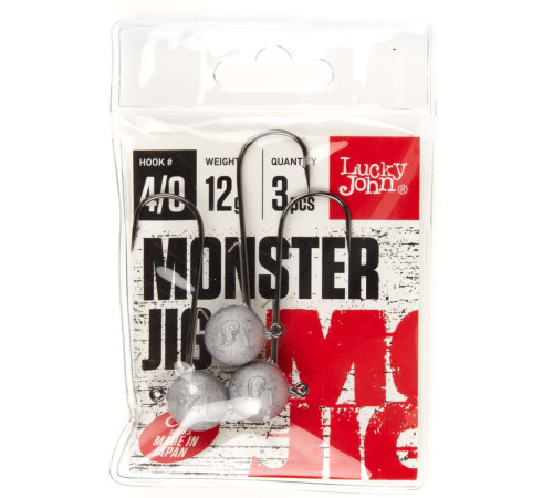 Джиг-головка Lucky John MONSTER JIG крючок №4/0, 12гр, 3шт.