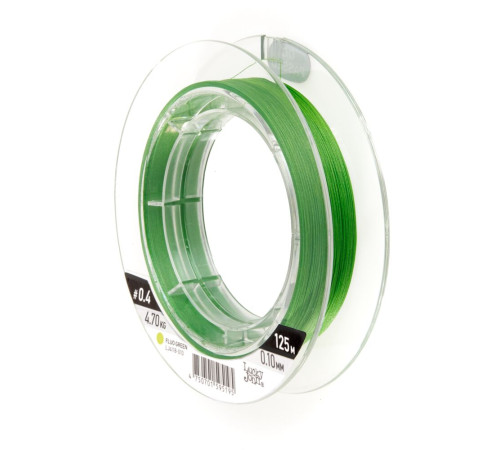 Плетеная леска Lucky John Vanrex х8 BRAID Fluo Green 125м,  0.1мм