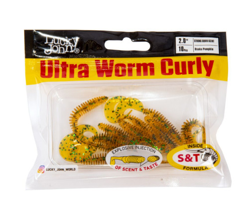 Lucky John Pro Series ULTRA WORM CURLY 2.0in PA19, 10шт.