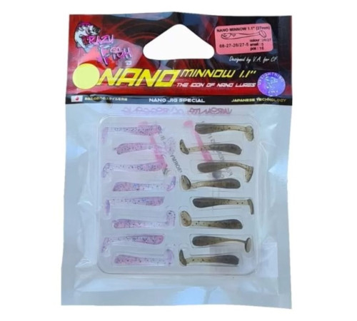 Силиконовая приманка Crazy Fish NANO MINNOW 1.1" 26/27, 16шт, виброхвост