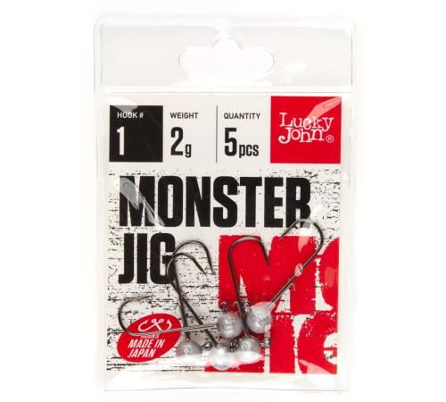 Джиг-головка Lucky John MONSTER JIG крючок №1, 2гр, 5шт.