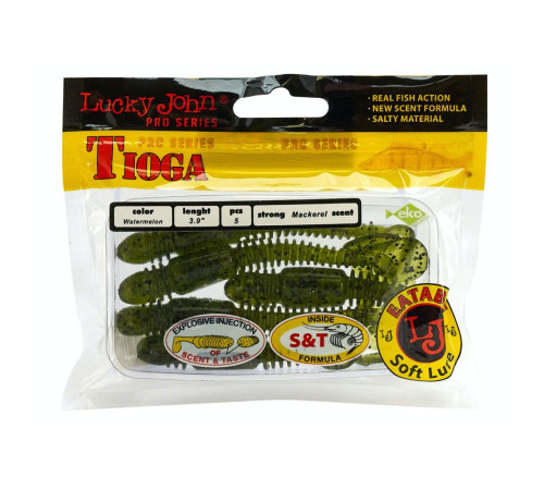 Силиконовые приманки Lucky John Pro Series TIOGA 3.9in PA01, 5шт, виброхвост