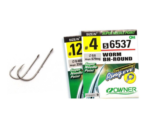 Крючки Owner WORM BH-ROUND сер. 56537, размер 8, 9шт