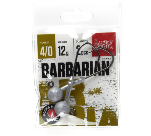 Джиг-головка Lucky John BARBARIAN крючок №4/0, 12гр, 2шт.