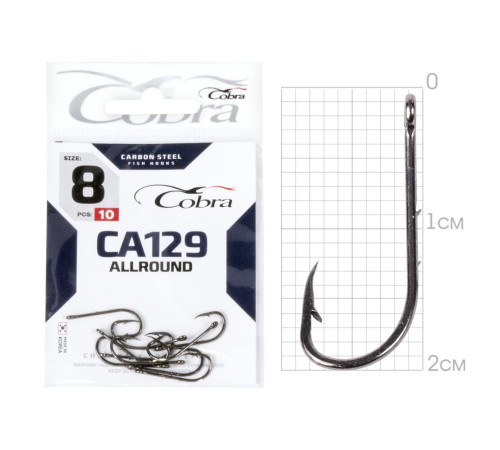 Крючки Cobra ALLROUND сер. CA129, №8, 10шт.