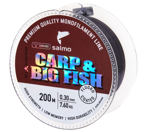 Монофильная леска Salmo Diamond CARP &amp;BIG FISH FLUORO COATED Dark Brown 200м,  0.3мм