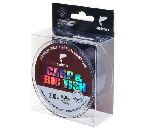 Монофильная леска Salmo Diamond CARP &amp;BIG FISH FLUORO COATED Dark Brown 200м,  0.3мм