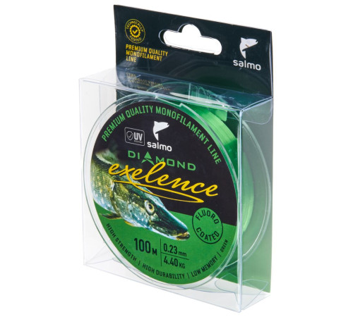 Монофильная леска Salmo Diamond EXELENCE FLUORO COATED Green 100м,  0.23мм