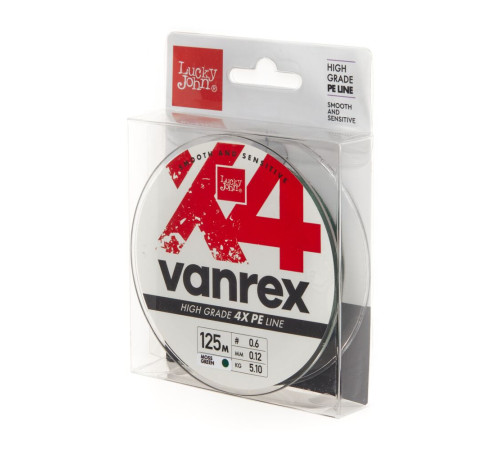Плетеная леска Lucky John Vanrex х4 BRAID Moss Green 125м,  0.12мм